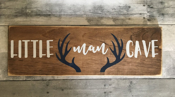 Little man cave wooden sign, Woodland nursery decor, rustic nursery decor