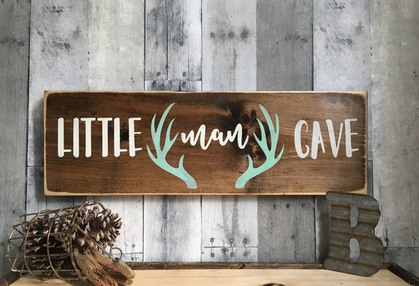 Little man cave, Woodland nursery decor, rustic nursery decor
