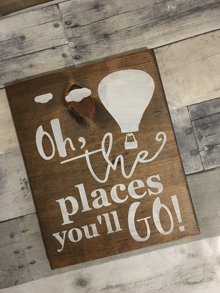 Wooden signs, adventure signs, let the aventure begin, oh the places you'll go, boy nursery decor, adventure nursery, mountain signs