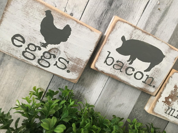 Larger 8x10 size farmhouse kitchen decor. Farmhouse animals. Cow, pig, chicken.