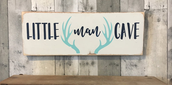 Little man cave wooden sign, Woodland nursery decor, rustic nursery decor