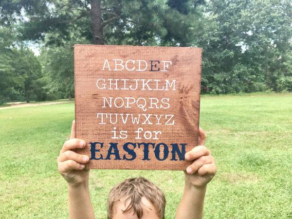 Alphabet Sign, ABC Nursery Decor, Wood Sign