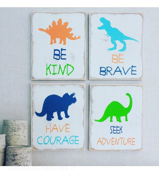 Dinosaur Nursery Decor- Dinosaur Wall Art- Boy Nursery Decor- Boy's Dinosaur Bedroom- Dinosaur Painting- Jungle Safari Nursery