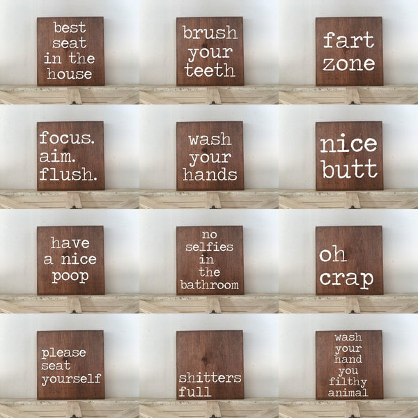 Funny bathroom signs, bathroom wall decor, funny bathroom sign, shitters full
