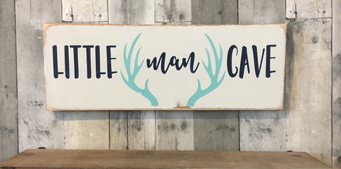 Little man cave wooden sign, Woodland nursery decor, rustic nursery decor