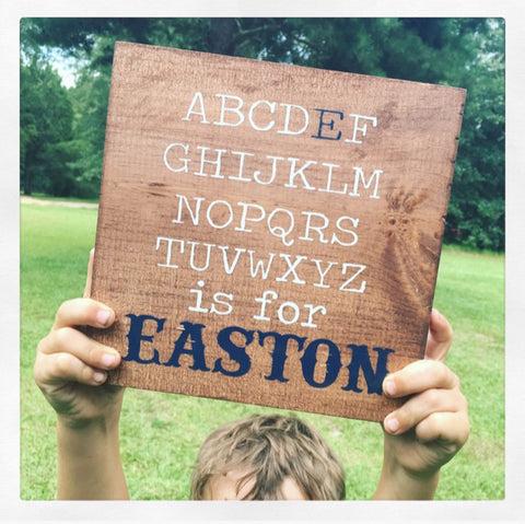 Alphabet Sign, ABC Nursery Decor, Wood Sign