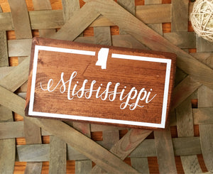 Mississippi wood state sign, home state sign, Mississippi sign