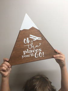 Oh The Places You'll Go Wood Sign Boys Nursery Wall Art Vintage Airplane Sign