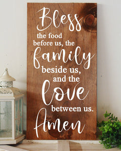 Bless The Food Before Us Wood Kitchen Sign Dining Room Sign Pallet Wood Sign Rustic Chic Kitchen Shabby Chic Kitchen Vintage Wood Decor